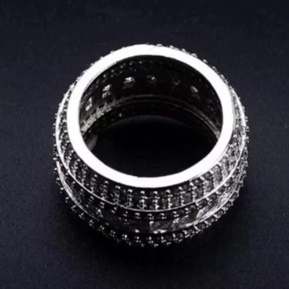 NEW LUXURY 925 STERLING SILVER DIAMOND BAND RING - Picture 5 of 5